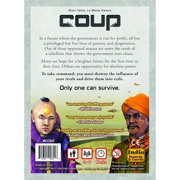 Coup - The Fast, Fun Bluffing Party Game for 2-6 Players. Perfect for Family Gam - Picture 4 of 6